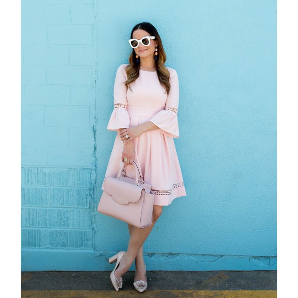 Eliza J Pink Bell Sleeve Fit & Flare Dress 18W